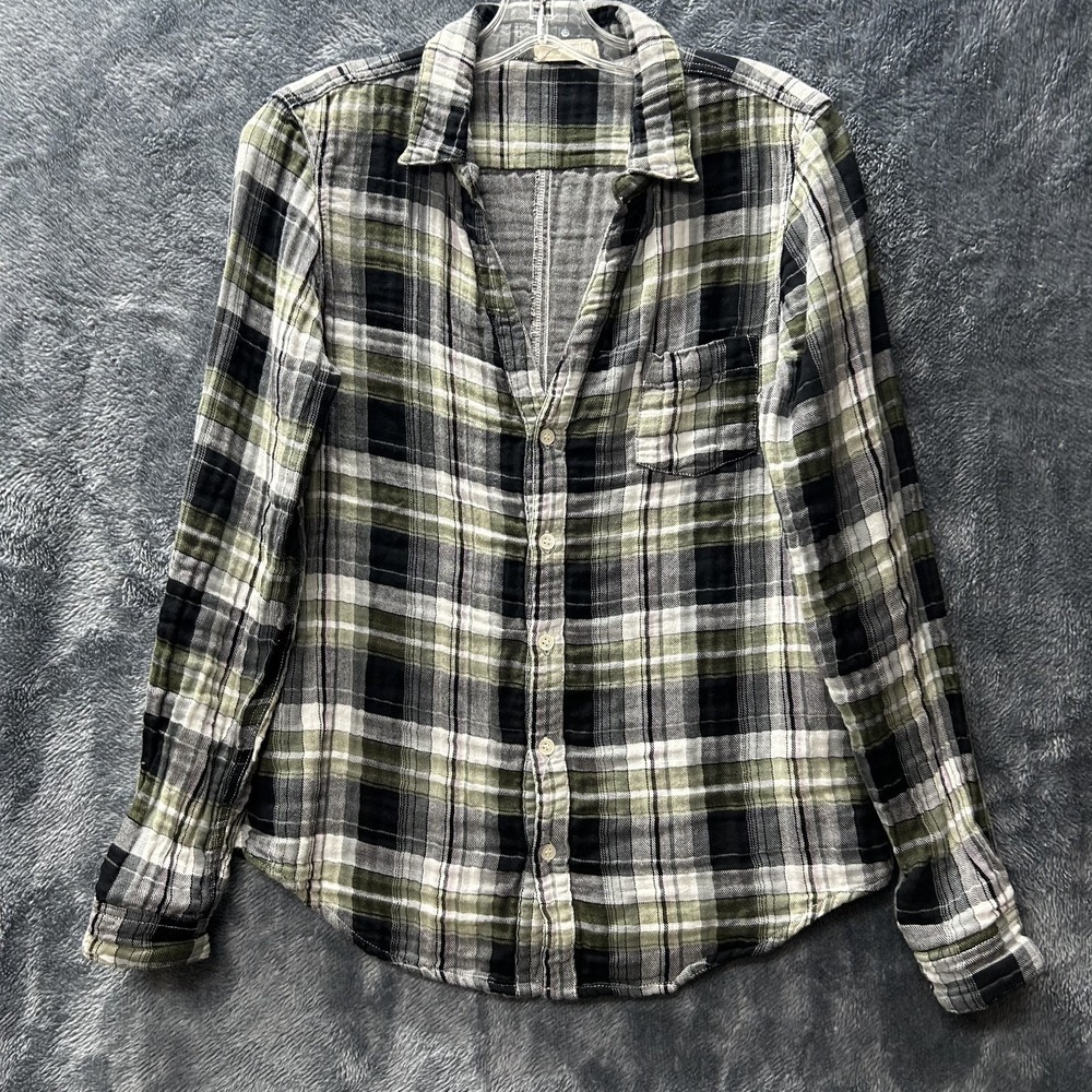 CP Shades Womens Size S Black Cotton Long Sleeve Button Up Top (J12)